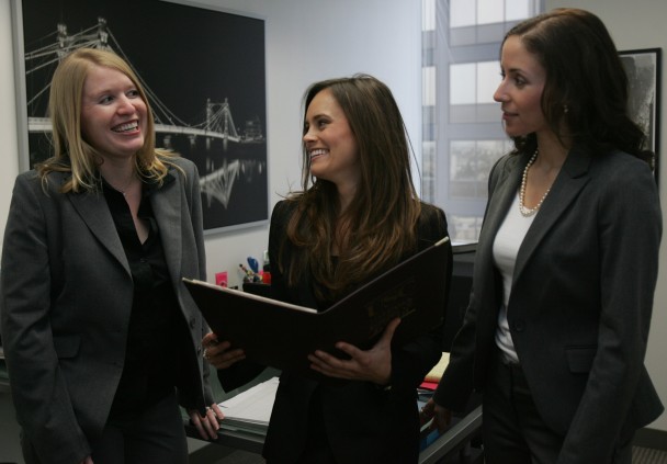 Olmstead Williams Communications, Los Angeles, March 17, 2011. OWC employees discussing a client