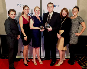 Pictured from left, the team at Olmstead Williams Communications: Derek Houck, Carla Collado, Kaitlen Murphy, Trent Freeman, Tracy Williams and Ashton Uytengsu.