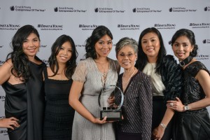 The An Family, of fourth generation family-owned business House of An, receives Ernst & Young Entrepreneur Of The Year Family Business Award of Excellence. From left to right: Monique An, Jacqueline An, Catherine An, Helene An, Hannah An, and Elizabeth An.