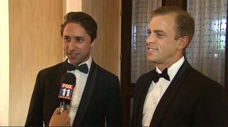 Finalists Jaspar Weir and Bryce Maddock of TaskUs being interviewed at the awards gala in Los Angeles on June 16, 2015.